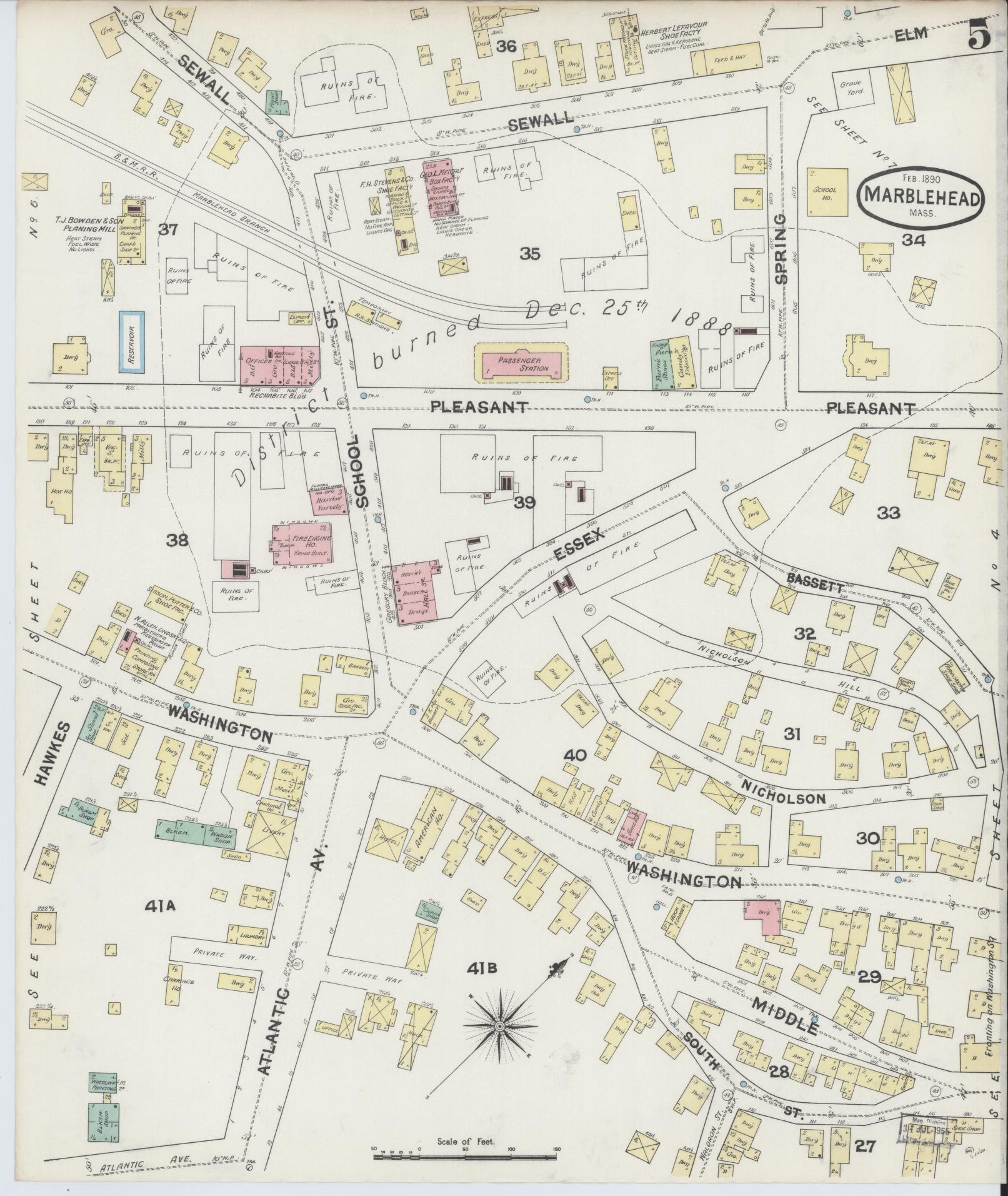 Sanborn Fire Insurance Map from Marblehead, Essex County, Massachusetts (1890), Sheet #0005 - Complete Map Set gallery image, historic Sanborn map, vintage wall art, Massachusetts Massachusetts