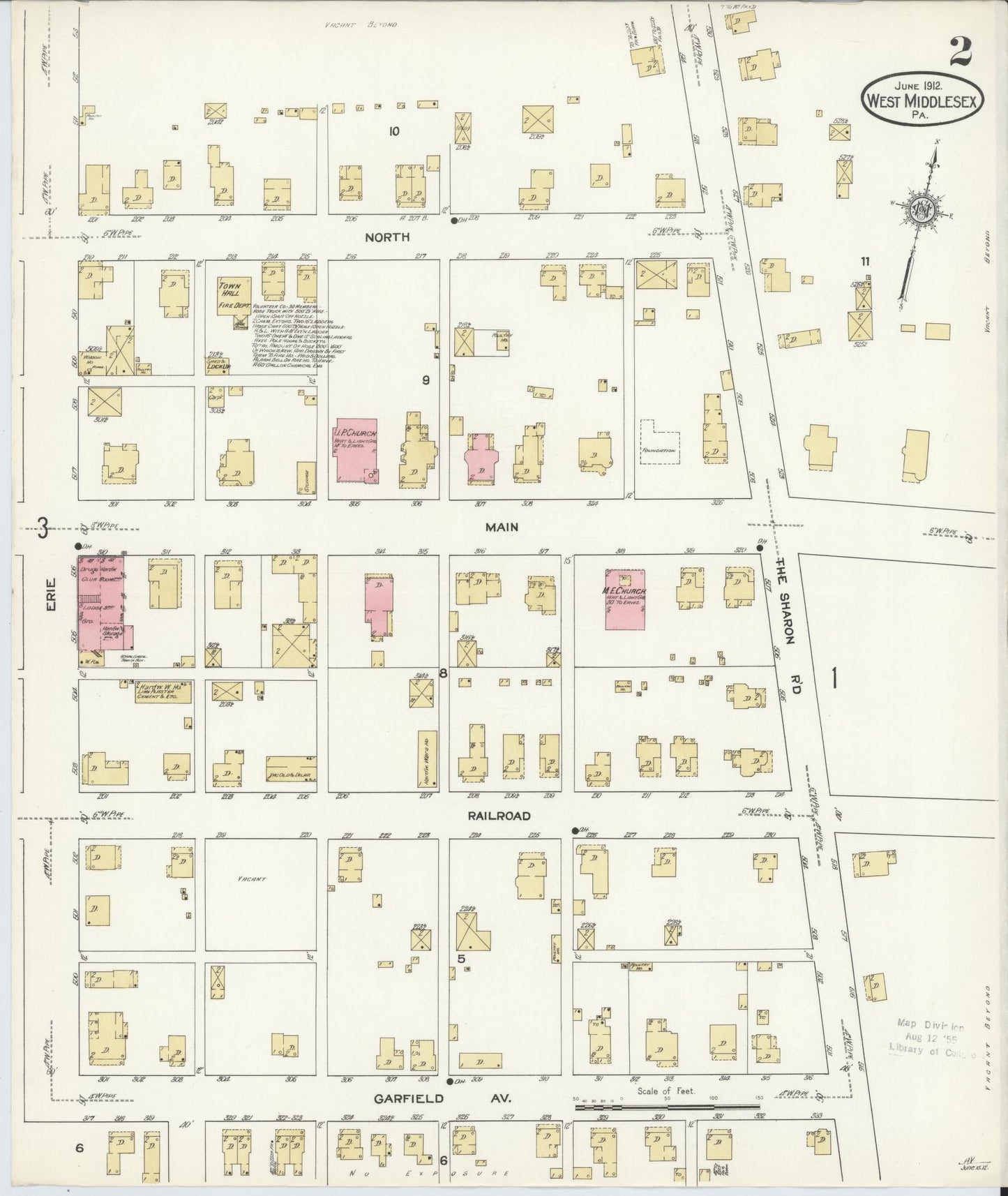 Sanborn Fire Insurance Map from West Middlesex, Mercer County, Pennsylvania (1912), Sheet #0002 - Historic Sanborn Fire Insurance Map Print, vintage old map wall art, antique decor, genealogy gift, Pennsylvania Pennsylvania map
