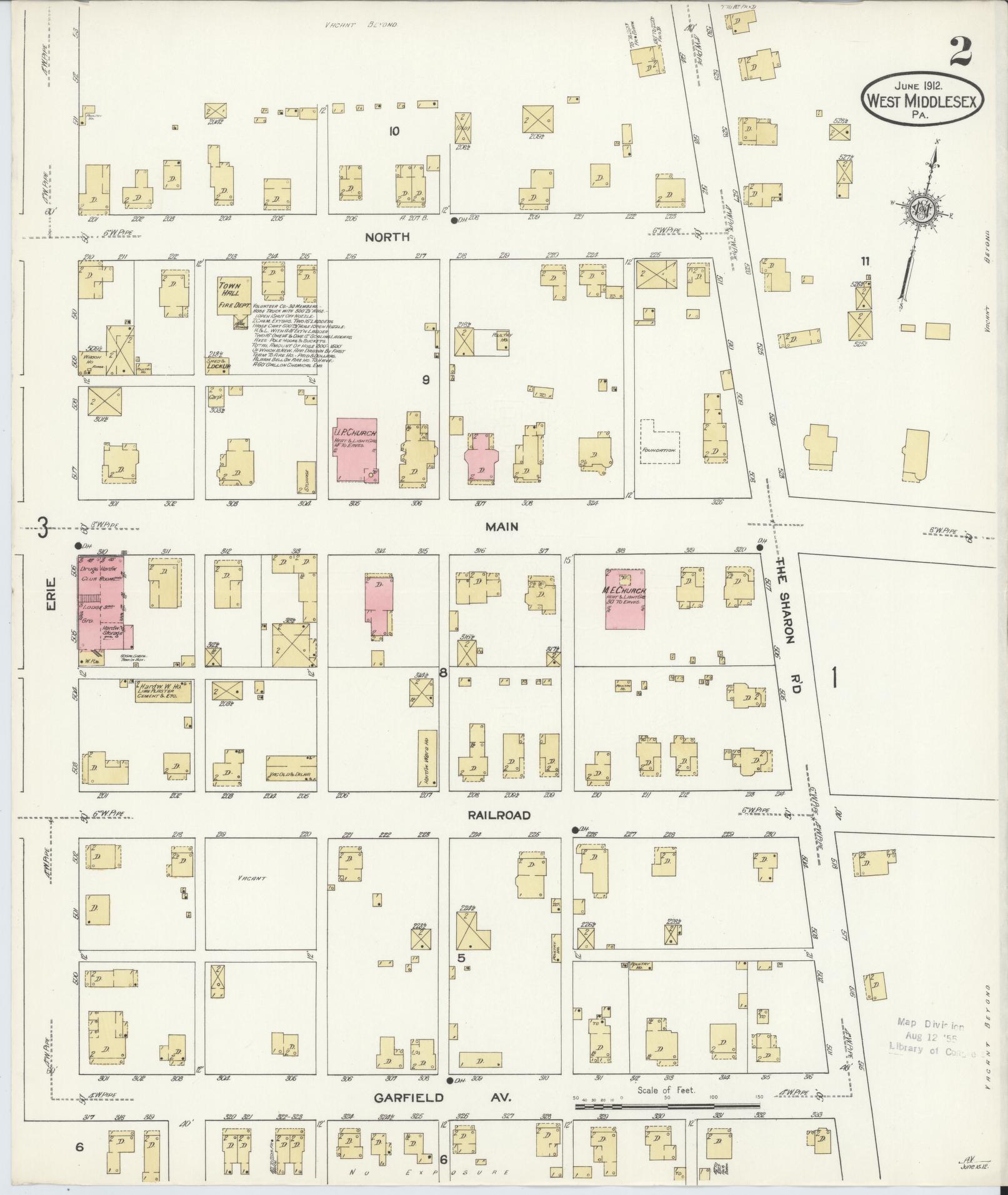 Sanborn Fire Insurance Map from West Middlesex, Mercer County, Pennsylvania (1912), Sheet #0002 - Historic Sanborn Fire Insurance Map Print, vintage old map wall art, antique decor, genealogy gift, Pennsylvania Pennsylvania map