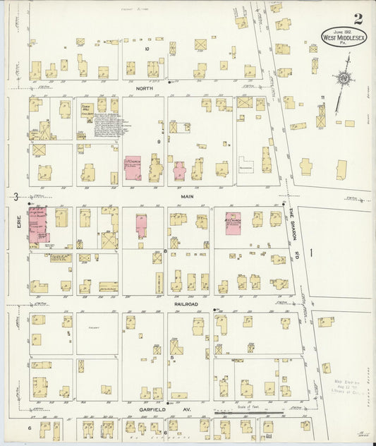 Sanborn Fire Insurance Map from West Middlesex, Mercer County, Pennsylvania (1912), Sheet #0002 - Historic Sanborn Fire Insurance Map Print, vintage old map wall art, antique decor, genealogy gift, Pennsylvania Pennsylvania map