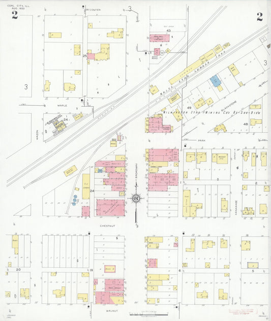 Sanborn Fire Insurance Map from Coal City, Grundy County, Illinois (1933), Sheet #0002 - Historic Sanborn Fire Insurance Map Print, vintage old map wall art, antique decor, genealogy gift, Illinois Illinois map