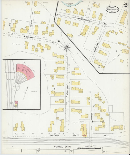 Sanborn Fire Insurance Map from Woodsville, Grafton County, New Hampshire (1901), Sheet #0002 - Historic Sanborn Fire Insurance Map Print, vintage old map wall art, antique decor, genealogy gift, New Hampshire New Hampshire map
