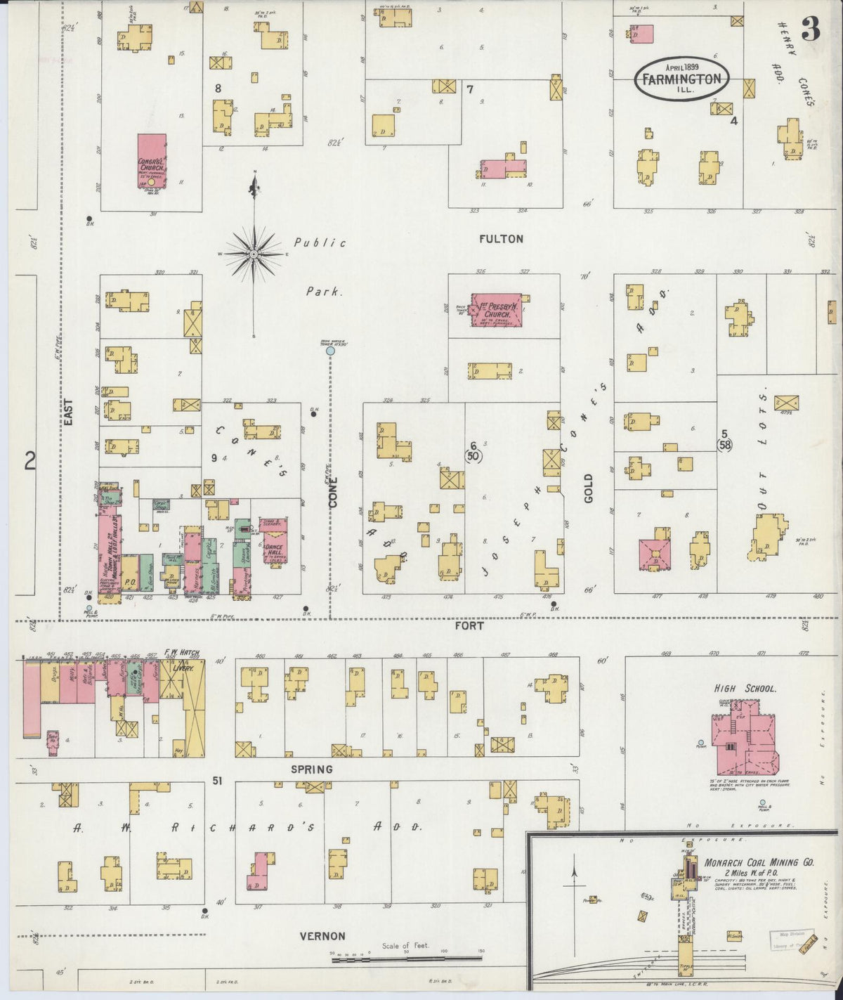 Sanborn Fire Insurance Map from Farmington, Fulton County, Illinois (1899), Sheet #0003 - Historic Sanborn Fire Insurance Map Print, vintage old map wall art, antique decor, genealogy gift, Illinois Illinois map