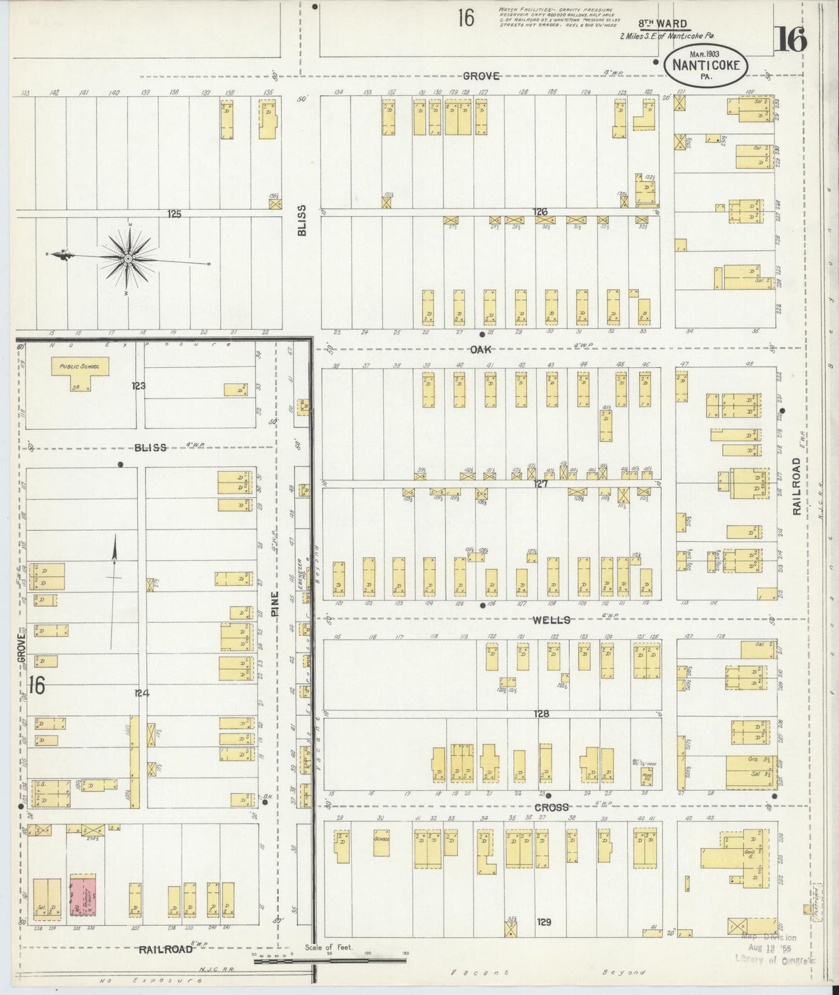 Sanborn Fire Insurance Map from Nanticoke, Luzerne County, Pennsylvania (1903), Sheet #0016 - Historic Sanborn Fire Insurance Map Print, vintage old map wall art, antique decor, genealogy gift, Pennsylvania Pennsylvania map