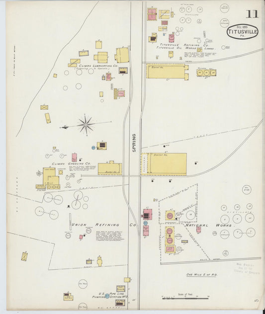 Sanborn Fire Insurance Map from Titusville, Crawford County, Pennsylvania (1893), Sheet #0011 - Historic Sanborn Fire Insurance Map Print, vintage old map wall art, antique decor, genealogy gift, Pennsylvania Pennsylvania map