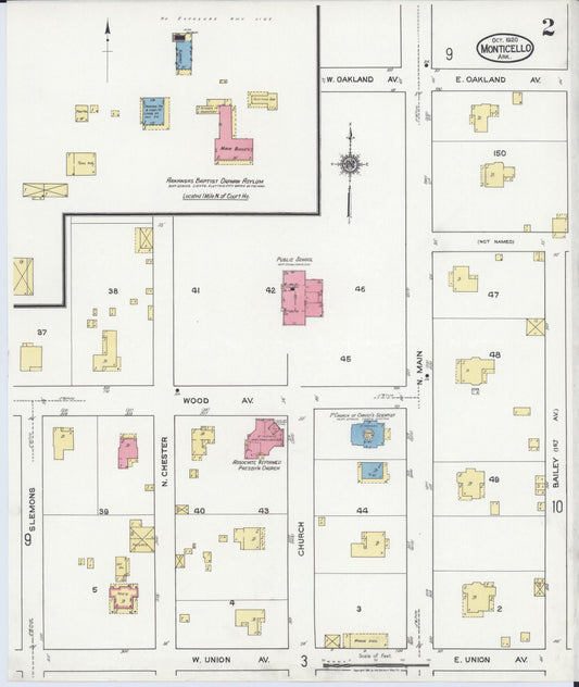 Sanborn Fire Insurance Map from Monticello, Drew County, Arkansas (1920), Sheet #0002 - Historic Sanborn Fire Insurance Map Print, vintage old map wall art, antique decor, genealogy gift, Arkansas Arkansas map