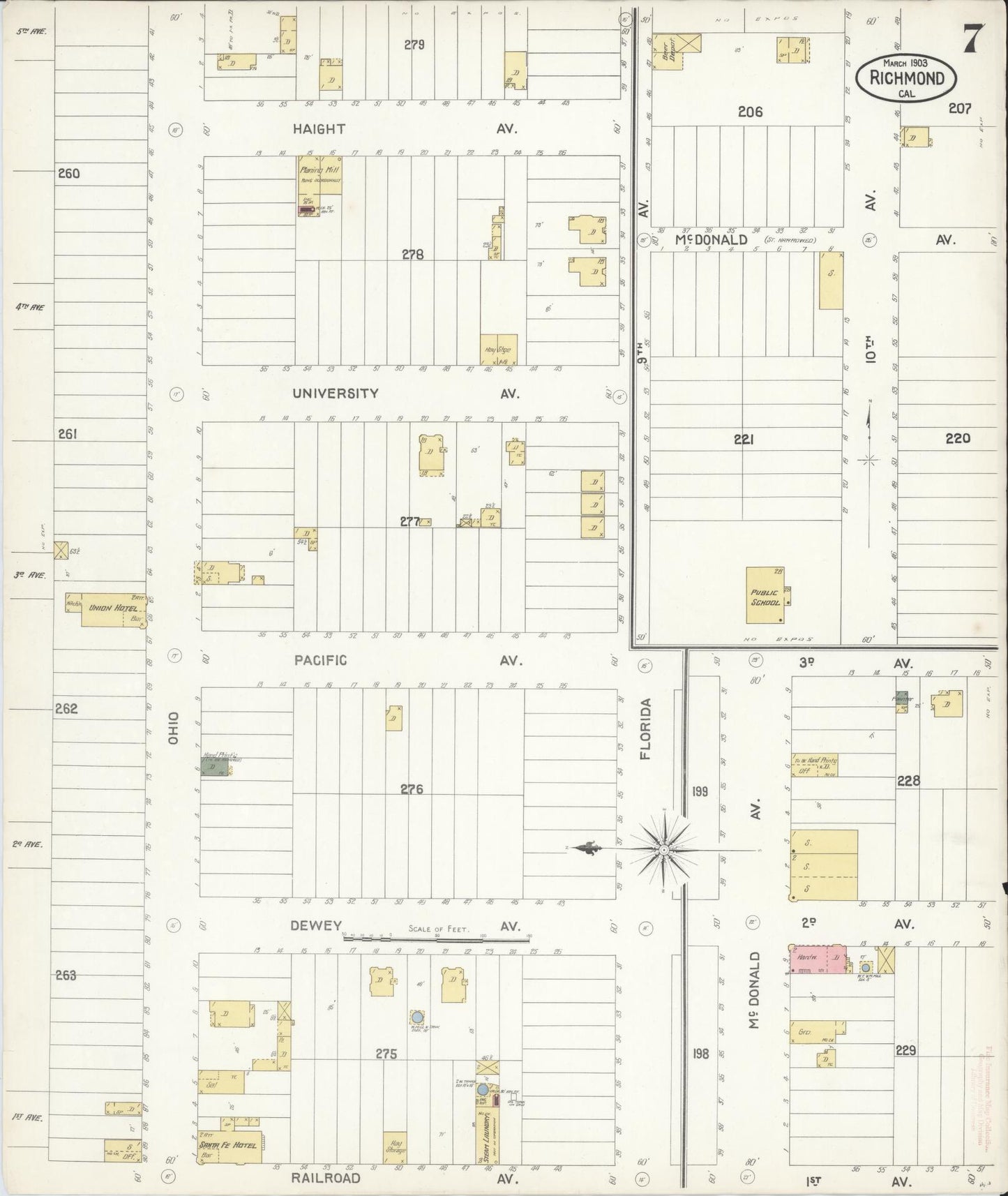 Sanborn Fire Insurance Map from Richmond, Contra Costa County, California (1903), Sheet #0007 - Complete Map Set gallery image, historic Sanborn map, vintage wall art, California California