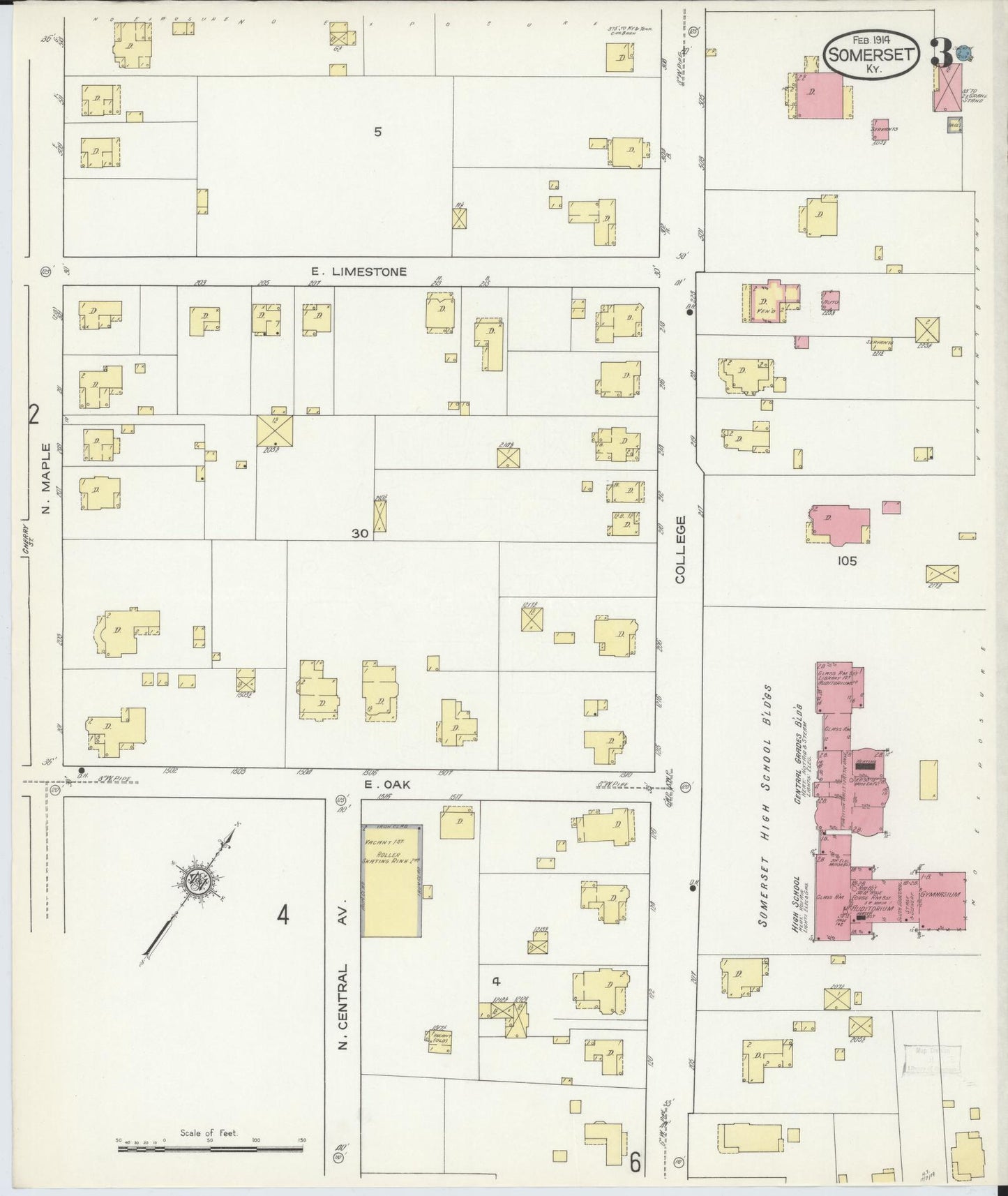 Sanborn Fire Insurance Map from Somerset, Pulaski County, Kentucky (1914), Sheet #0003 - Complete Map Set gallery image, historic Sanborn map, vintage wall art, Kentucky Kentucky