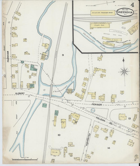 Sanborn Fire Insurance Map from Cazenovia, Madison County, New York (1890), Sheet #0004 - Historic Sanborn Fire Insurance Map Print, vintage old map wall art, antique decor, genealogy gift, New York New York map