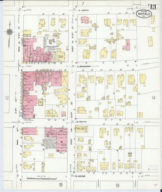 Sanborn Fire Insurance Map from Mayfield, Graves County, Kentucky (1910), Sheet #0013 - Historic Sanborn Fire Insurance Map Print, vintage old map wall art, antique decor, genealogy gift, Kentucky Kentucky map