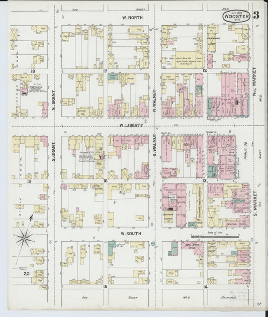 Sanborn Fire Insurance Map from Wooster, Wayne County, Ohio (1888), Sheet #0003 - Historic Sanborn Fire Insurance Map Print, vintage old map wall art, antique decor, genealogy gift, Ohio Ohio map