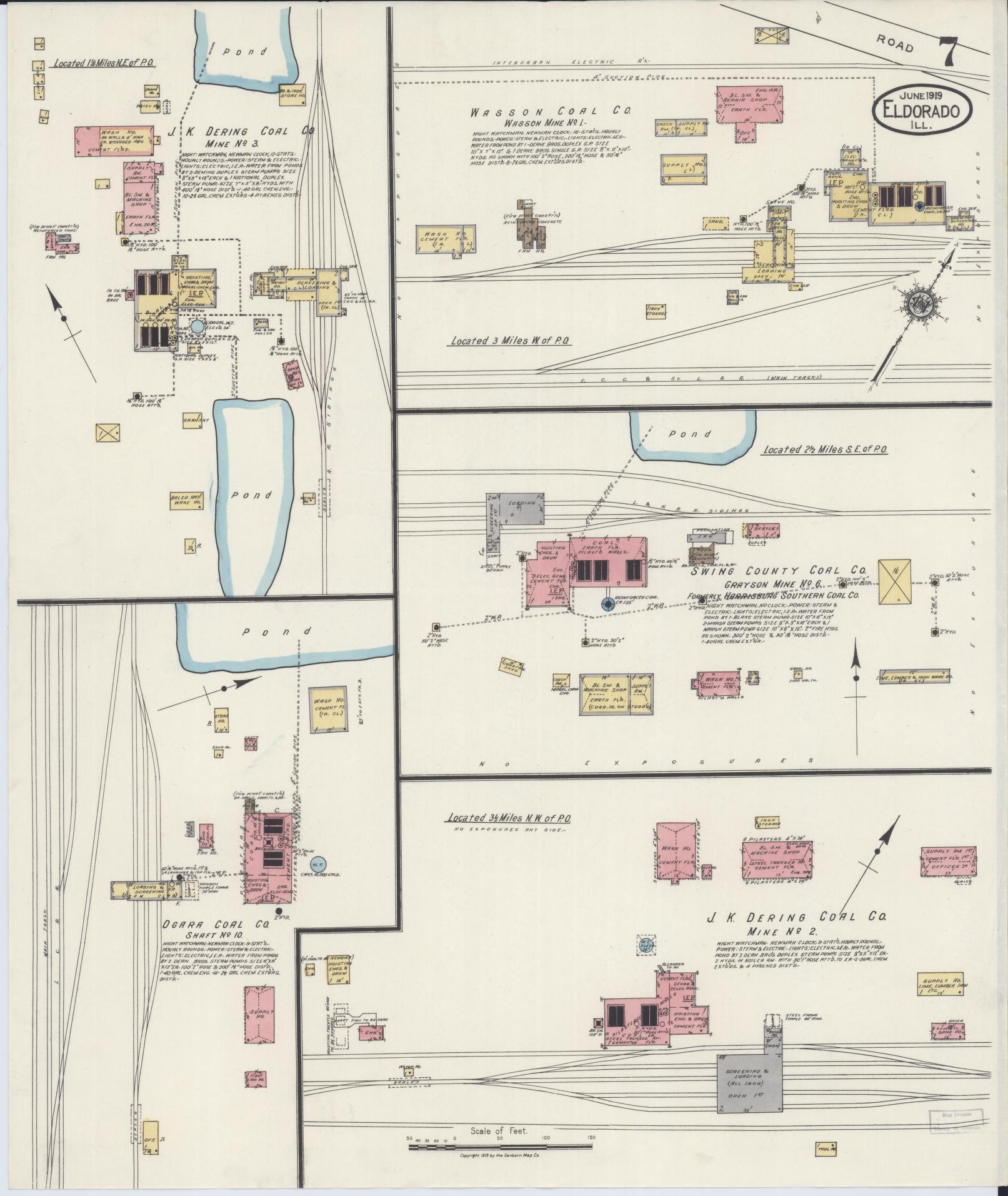 Sanborn Fire Insurance Map from Eldorado, Saline County, Illinois (1919), Sheet #0007 - Complete Map Set gallery image, historic Sanborn map, vintage wall art, Illinois Illinois