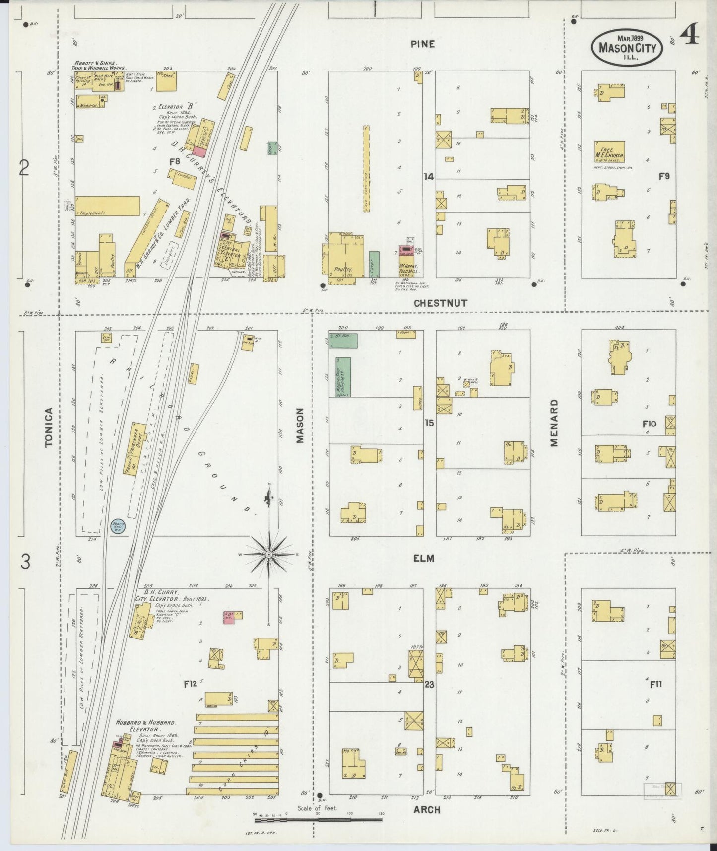Sanborn Fire Insurance Map from Mason City, Mason County, Illinois (1899), Sheet #0004 - Complete Map Set gallery image, historic Sanborn map, vintage wall art, Illinois Illinois