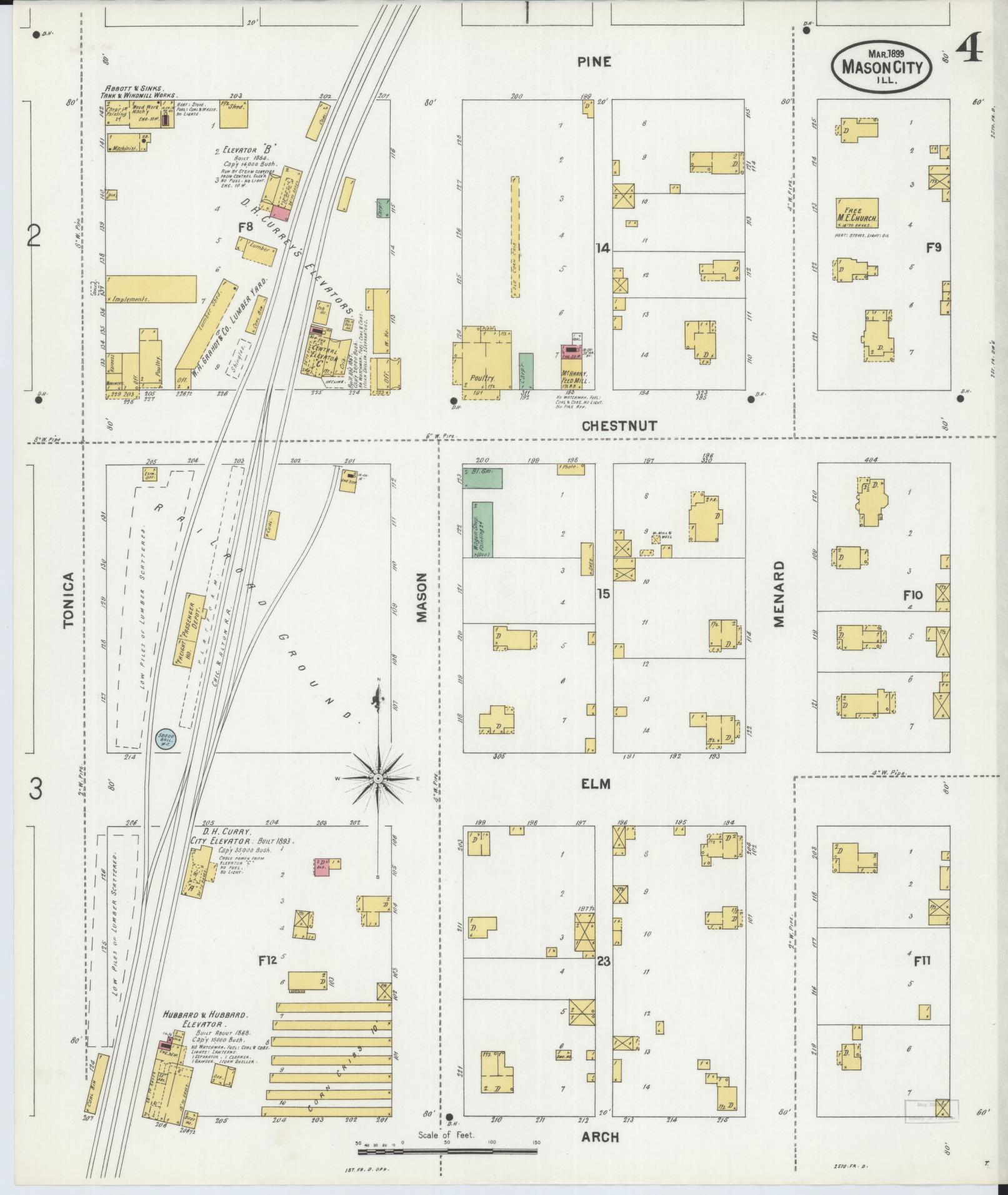 Sanborn Fire Insurance Map from Mason City, Mason County, Illinois (1899), Sheet #0004 - Complete Map Set gallery image, historic Sanborn map, vintage wall art, Illinois Illinois