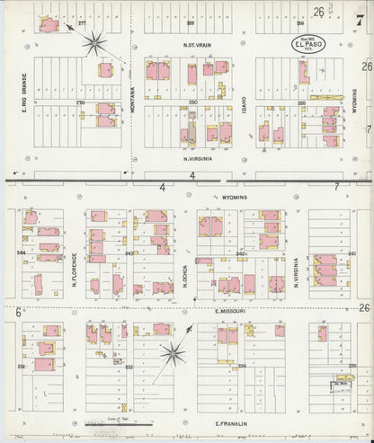 Sanborn Fire Insurance Map from El Paso, El Paso County, Texas (1902), Sheet #0007 - Complete Map Set gallery image, historic Sanborn map, vintage wall art, Texas Texas