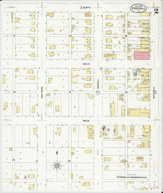 Sanborn Fire Insurance Map from Braceville, Grundy County, Illinois (1907), Sheet #0002 - Historic Sanborn Fire Insurance Map Print, vintage old map wall art, antique decor, genealogy gift, Illinois Illinois map