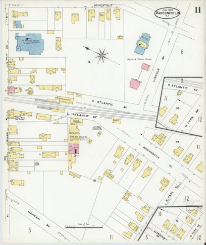 Sanborn Fire Insurance Map from Haddonfield, Camden County, New Jersey (1908), Sheet #0011 - Complete Map Set gallery image, historic Sanborn map, vintage wall art, New Jersey New Jersey