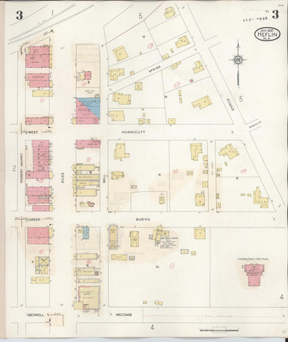 Sanborn Fire Insurance Map from Heflin, Cleburne County, Alabama (1940), Sheet #0003 - Complete Map Set gallery image, historic Sanborn map, vintage wall art, Alabama Alabama