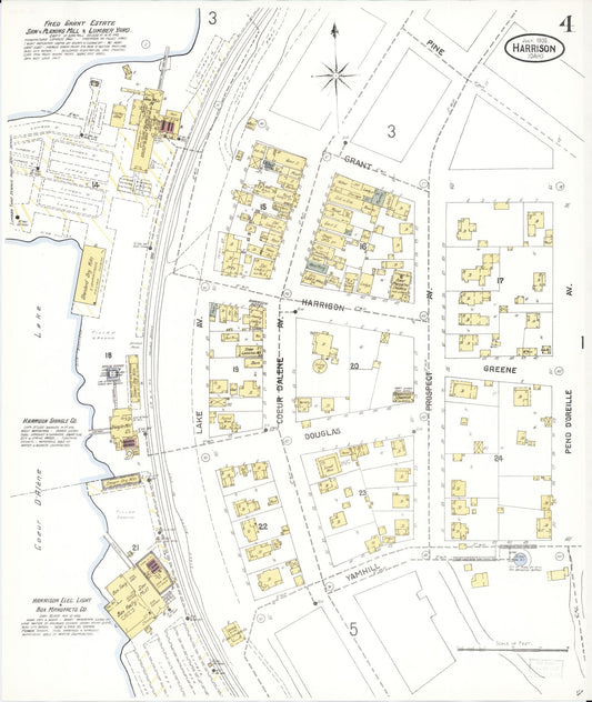 Sanborn Fire Insurance Map from Harrison, Kootenai County, Idaho (1905), Sheet #0004 - Historic Sanborn Fire Insurance Map Print, vintage old map wall art, antique decor, genealogy gift, Idaho Idaho map