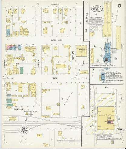 Sanborn Fire Insurance Map from Dublin, Erath County, Texas (1907), Sheet #0005 - Complete Map Set gallery image, historic Sanborn map, vintage wall art, Texas Texas