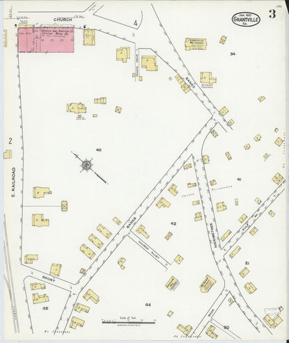 Sanborn Fire Insurance Map from Grantville, Coweta County, Georgia (1921), Sheet #0003 - Complete Map Set gallery image, historic Sanborn map, vintage wall art, Georgia Georgia