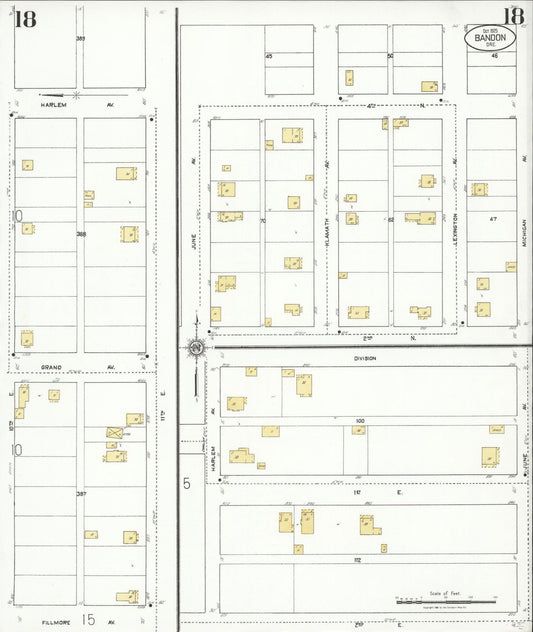 Sanborn Fire Insurance Map from Bandon, Coos County, Oregon (1925), Sheet #0018 - Historic Sanborn Fire Insurance Map Print, vintage old map wall art, antique decor, genealogy gift, Oregon Oregon map