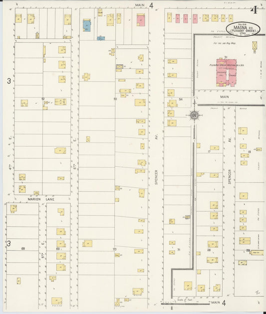 Sanborn Fire Insurance Map from Magna, Salt Lake County, Utah (1916), Sheet #0004 - Historic Sanborn Fire Insurance Map Print, vintage old map wall art, antique decor, genealogy gift, Utah Utah map