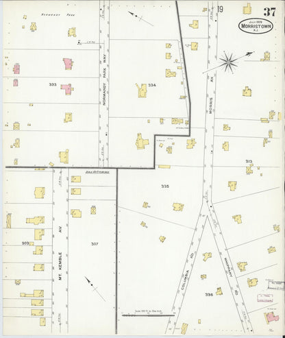 Sanborn Fire Insurance Map from Morristown, Morris County, New Jersey (1909), Sheet #0037 - Complete Map Set gallery image, historic Sanborn map, vintage wall art, New Jersey New Jersey