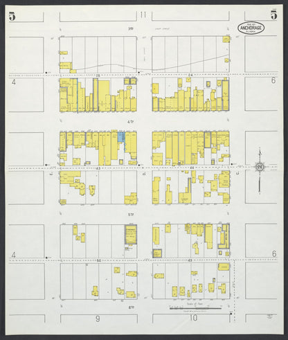 Sanborn Fire Insurance Map from Anchorage, Anchorage Census Division, Alaska (1927), Sheet #0005 - Complete Map Set gallery image, historic Sanborn map, vintage wall art, Alaska Alaska