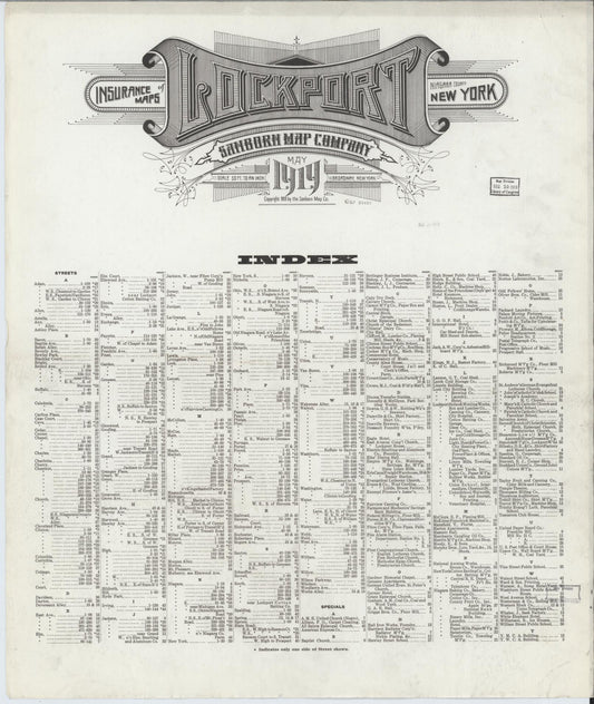 Sanborn Fire Insurance Map from Lockport, Niagara County, New York (1919), Sheet #0001 - Historic Sanborn Fire Insurance Map Print, vintage old map wall art, antique decor, genealogy gift, New York New York map