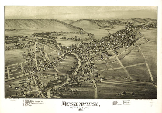 Downingtown, Chester County, Pennsylvania 1893. (1893) – Historic Bird’s-Eye View Panorama Print