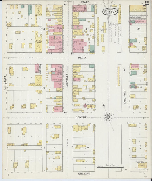 Sanborn Fire Insurance Map from Paxton, Ford County, Illinois (1892), Sheet #0002 - Historic Sanborn Fire Insurance Map Print, vintage old map wall art, antique decor, genealogy gift, Illinois Illinois map