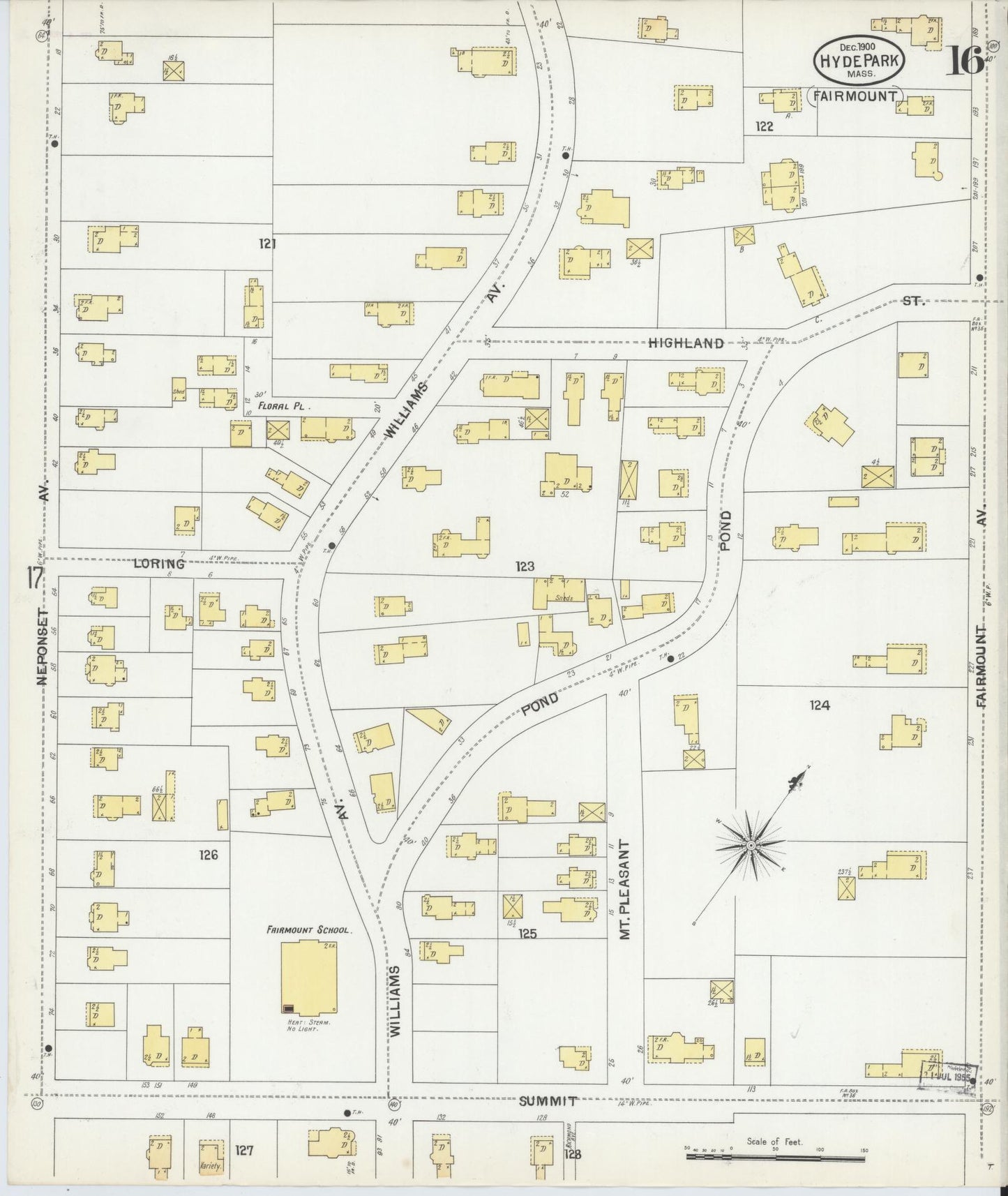 Sanborn Fire Insurance Map from Hyde Park, Norfolk County, Massachusetts (1900), Sheet #0016 - Complete Map Set gallery image, historic Sanborn map, vintage wall art, Massachusetts Massachusetts
