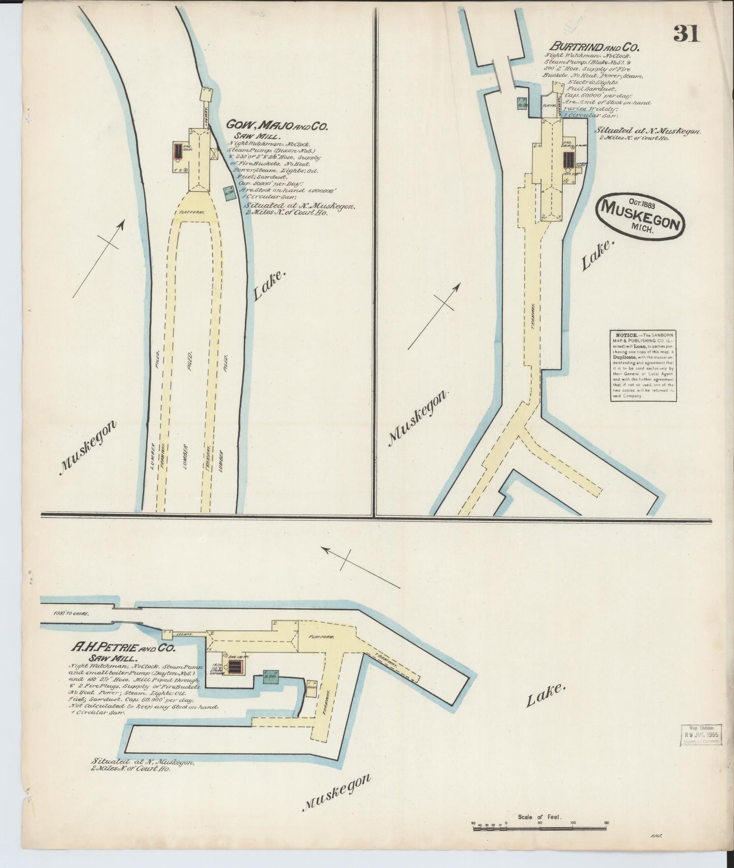 Sanborn Fire Insurance Map from Muskegon, Muskegon County, Michigan (1883), Sheet #0031 - Complete Map Set gallery image, historic Sanborn map, vintage wall art, Michigan Michigan