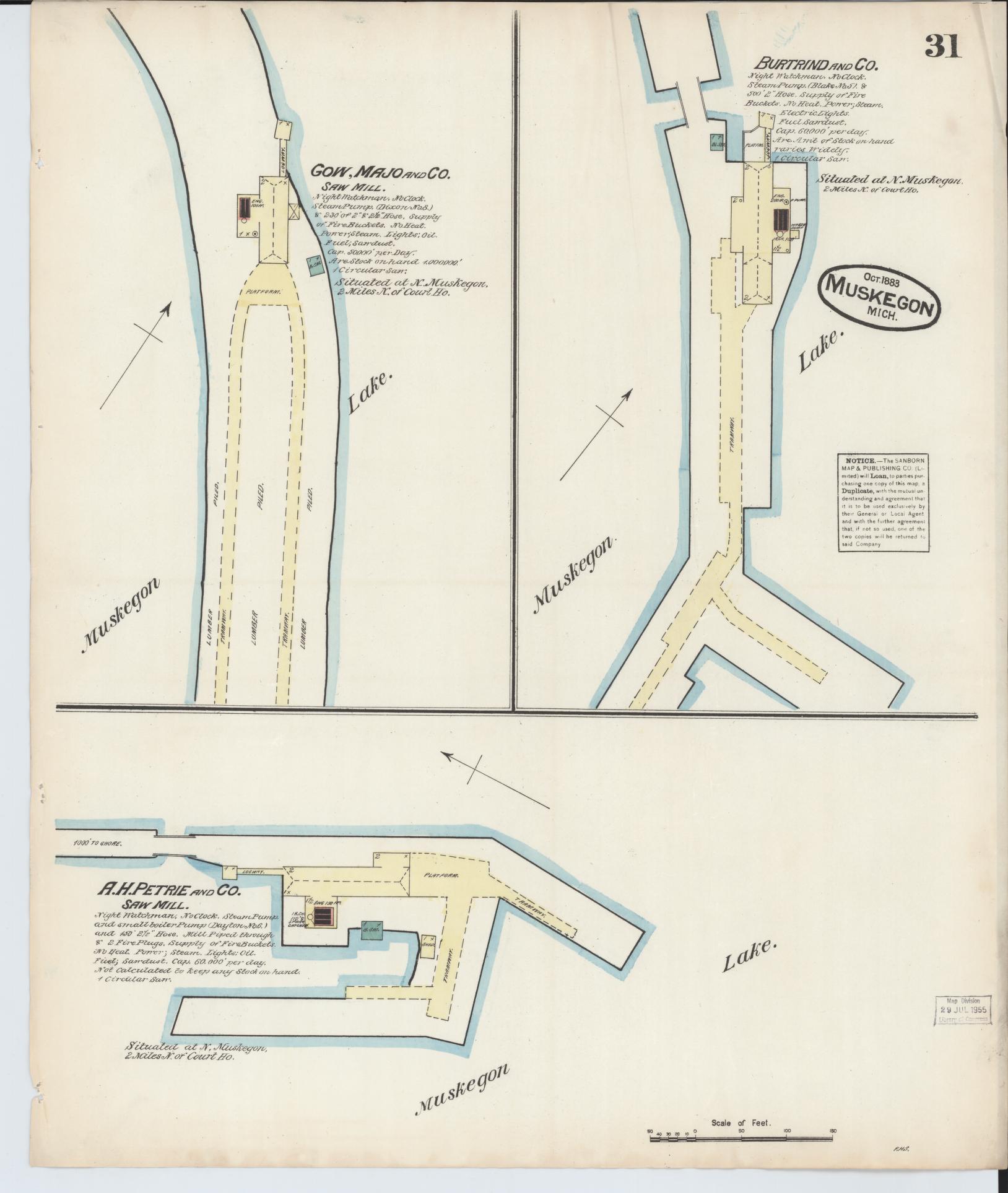 Sanborn Fire Insurance Map from Muskegon, Muskegon County, Michigan (1883), Sheet #0031 - Complete Map Set gallery image, historic Sanborn map, vintage wall art, Michigan Michigan