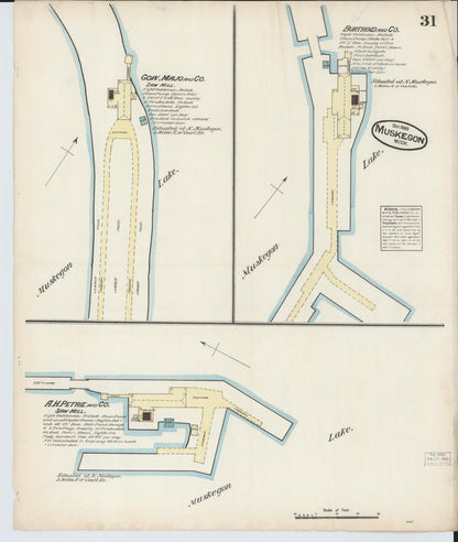 Sanborn Fire Insurance Map from Muskegon, Muskegon County, Michigan (1883), Sheet #0031 - Complete Map Set gallery image, historic Sanborn map, vintage wall art, Michigan Michigan