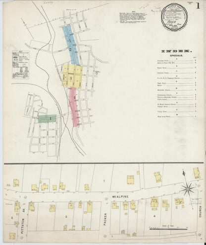 Sanborn Fire Insurance Map from Avoca, Luzerne County, Pennsylvania (1896), Sheet #0001 - Complete Map Set gallery image, historic Sanborn map, vintage wall art, Pennsylvania Pennsylvania