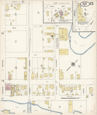Sanborn Fire Insurance Map from Napa, Napa County, California (1910), Sheet #0015 - Complete Map Set gallery image, historic Sanborn map, vintage wall art, California California