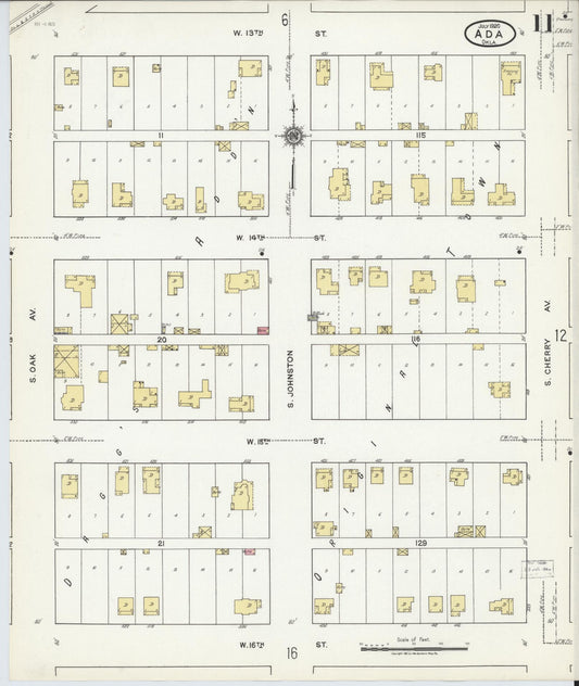 Sanborn Fire Insurance Map from Ada, Pontotoc County, Oklahoma (1920), Sheet #0011 - Historic Sanborn Fire Insurance Map Print, vintage old map wall art, antique decor, genealogy gift, Oklahoma Oklahoma map