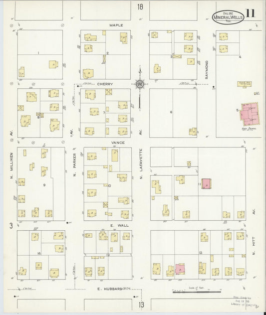 Sanborn Fire Insurance Map from Mineral Wells, Palo Pinto County, Texas (1912), Sheet #0011 - Historic Sanborn Fire Insurance Map Print, vintage old map wall art, antique decor, genealogy gift, Texas Texas map