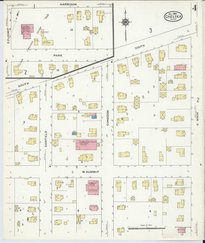 Sanborn Fire Insurance Map from Chelsea, Washtenaw County, Michigan (1909), Sheet #0004 - Complete Map Set gallery image, historic Sanborn map, vintage wall art, Michigan Michigan