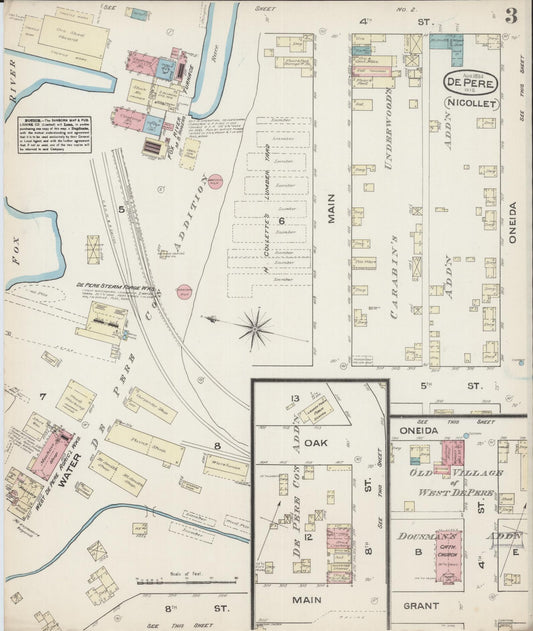 Sanborn Fire Insurance Map from De Pere, Brown County, Wisconsin (1884), Sheet #0003 - Historic Sanborn Fire Insurance Map Print, vintage old map wall art, antique decor, genealogy gift, Wisconsin Wisconsin map