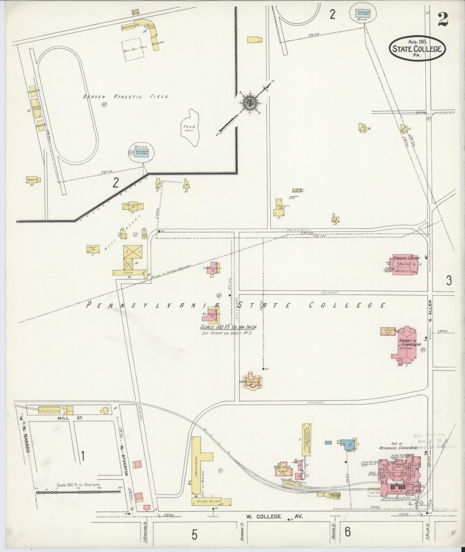 Sanborn Fire Insurance Map from State College, Centre County, Pennsylvania (1911), Sheet #0002 - Complete Map Set gallery image, historic Sanborn map, vintage wall art, Pennsylvania Pennsylvania
