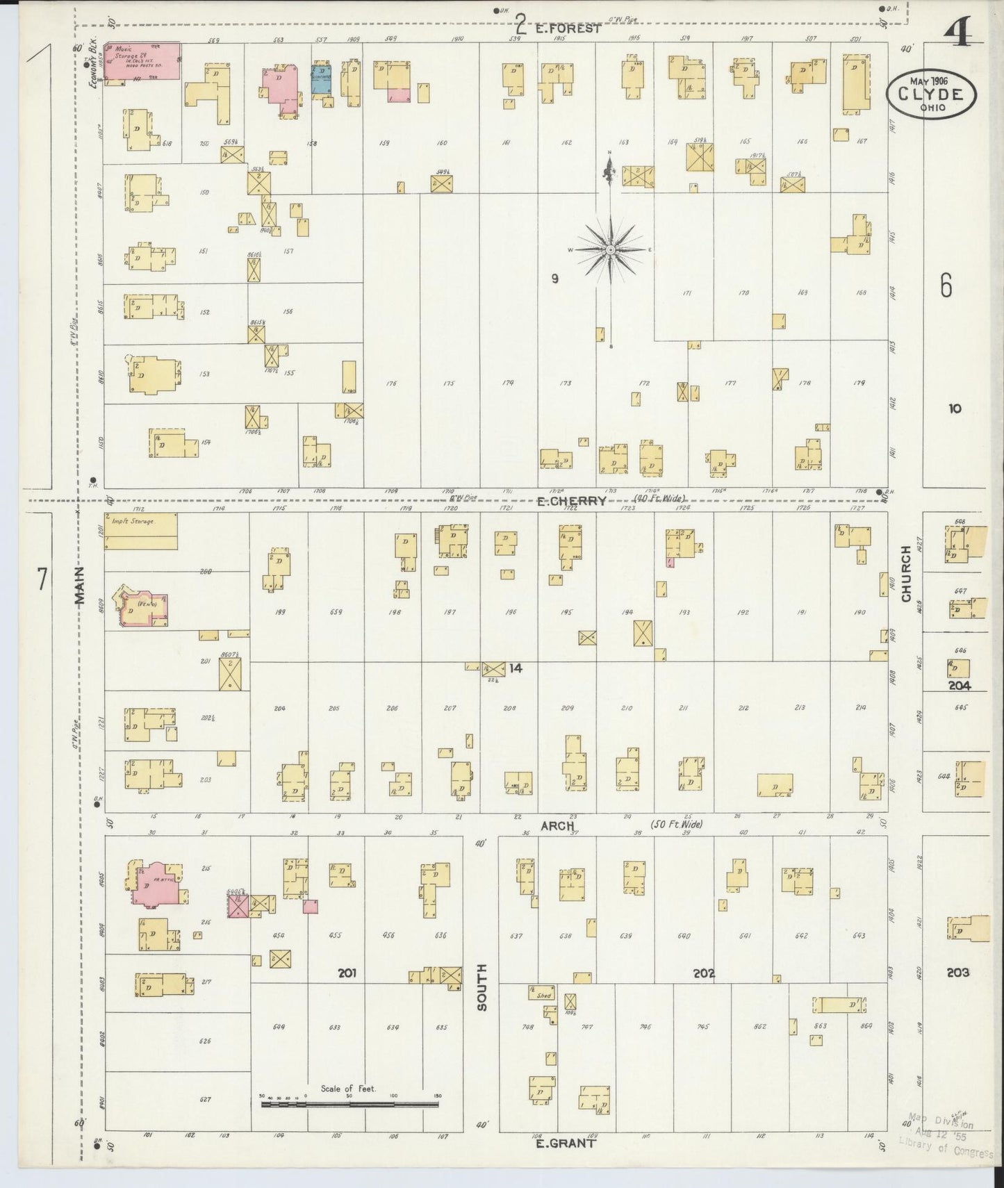 Sanborn Fire Insurance Map from Clyde, Sandusky County, Ohio (1906), Sheet #0004 - Historic Sanborn Fire Insurance Map Print, vintage old map wall art, antique decor, genealogy gift, Ohio Ohio map