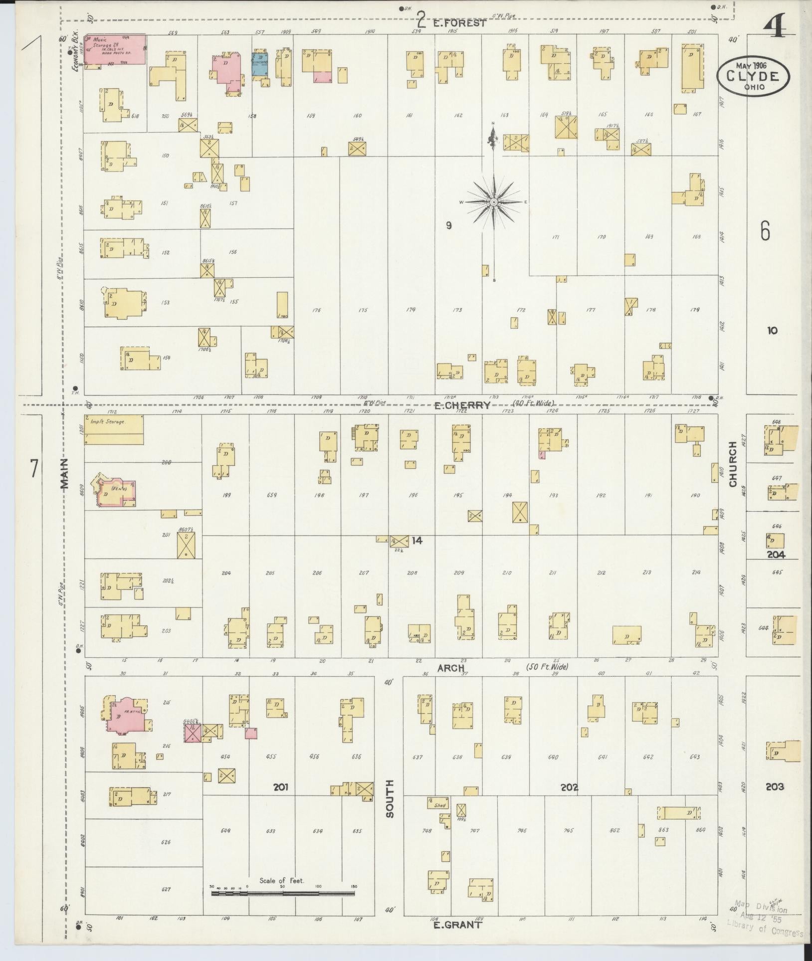 Sanborn Fire Insurance Map from Clyde, Sandusky County, Ohio (1906), Sheet #0004 - Historic Sanborn Fire Insurance Map Print, vintage old map wall art, antique decor, genealogy gift, Ohio Ohio map