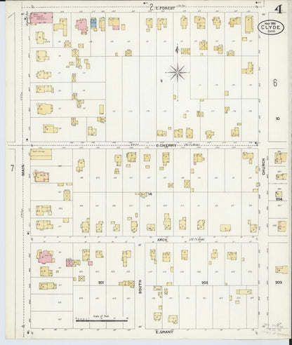 Sanborn Fire Insurance Map from Clyde, Sandusky County, Ohio (1906), Sheet #0004 - Historic Sanborn Fire Insurance Map Print, vintage old map wall art, antique decor, genealogy gift, Ohio Ohio map