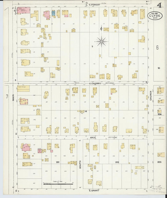 Sanborn Fire Insurance Map from Clyde, Sandusky County, Ohio (1906), Sheet #0004 - Historic Sanborn Fire Insurance Map Print, vintage old map wall art, antique decor, genealogy gift, Ohio Ohio map
