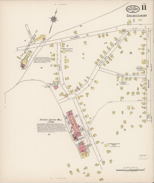 Sanborn Fire Insurance Map from Oxford, Granville County, North Carolina (1922), Sheet #0011 - Historic Sanborn Fire Insurance Map Print, vintage old map wall art, antique decor, genealogy gift, North Carolina North Carolina map