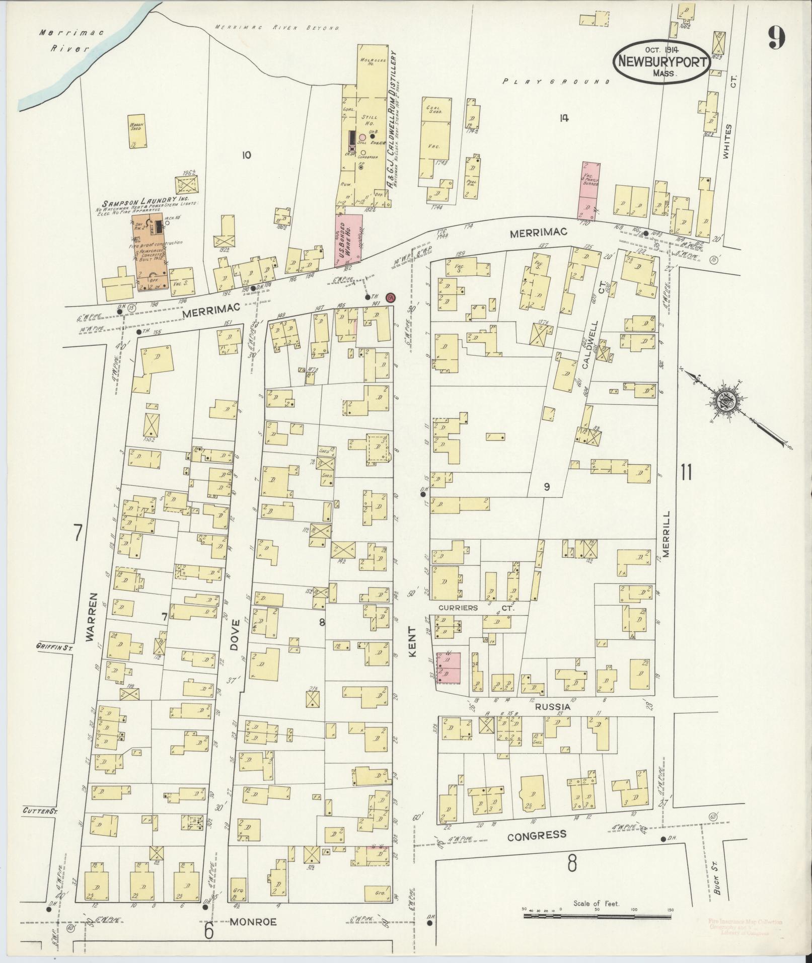 Sanborn Fire Insurance Map from Newburyport, Essex County, Massachusetts (1914), Sheet #0009 - Complete Map Set gallery image, historic Sanborn map, vintage wall art, Massachusetts Massachusetts