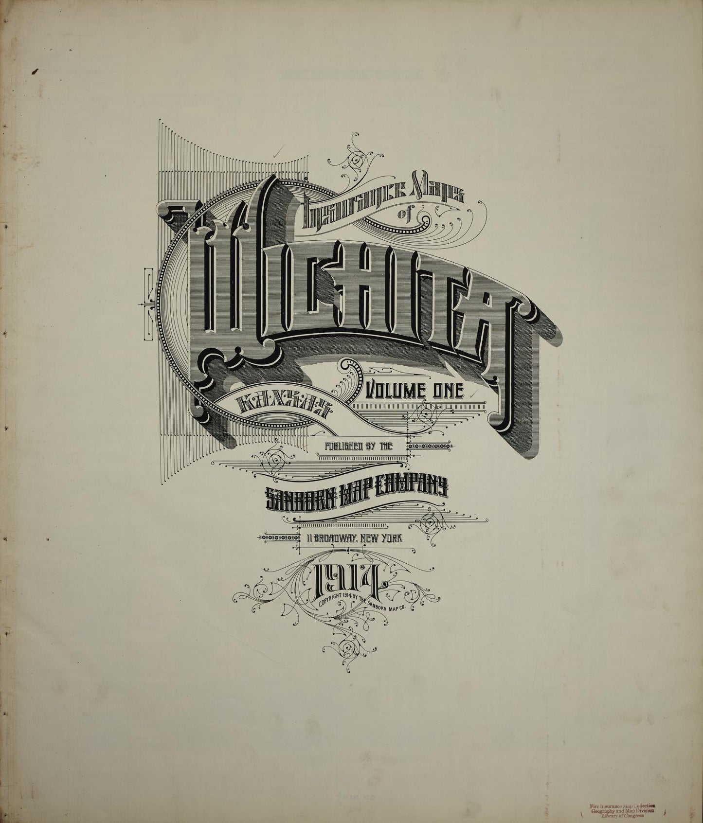 Sanborn Fire Insurance Map from Wichita, Sedgwick County, Kansas (1914), Sheet #0001 - Historic Sanborn Fire Insurance Map Print, vintage old map wall art, antique decor, genealogy gift, Kansas Kansas map